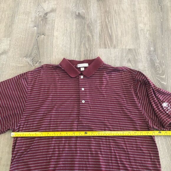 Peter Millar Mens Golf Polo Red White Striped Short Sleeve Shirt Size Large - Picture 7 of 8
